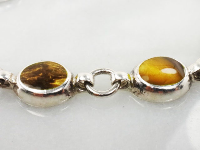 Vintage Sterling Silver Tiger Eye Bracelet Mexico 925 Vintage Sterling Silver Tiger Eye Bracelet Mexico 925