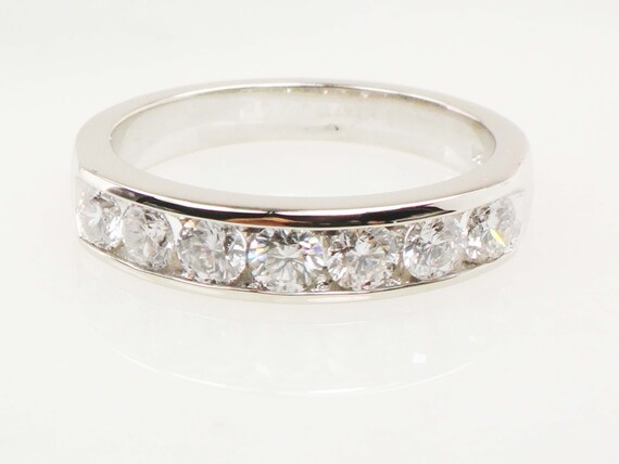 Vintage 14k White Gold Natural Diamond Wedding Ba… - image 3