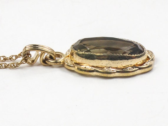 Vintage Gold Filled Smoky Quartz Necklace Brown O… - image 5