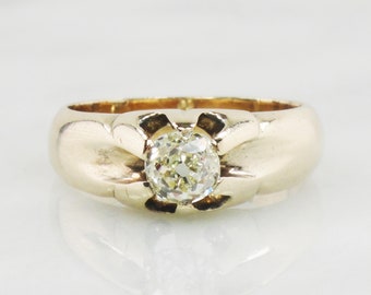 Anillo de compromiso victoriano con diamante: 0,55 quilates, talla antigua, oro de 10 quilates.