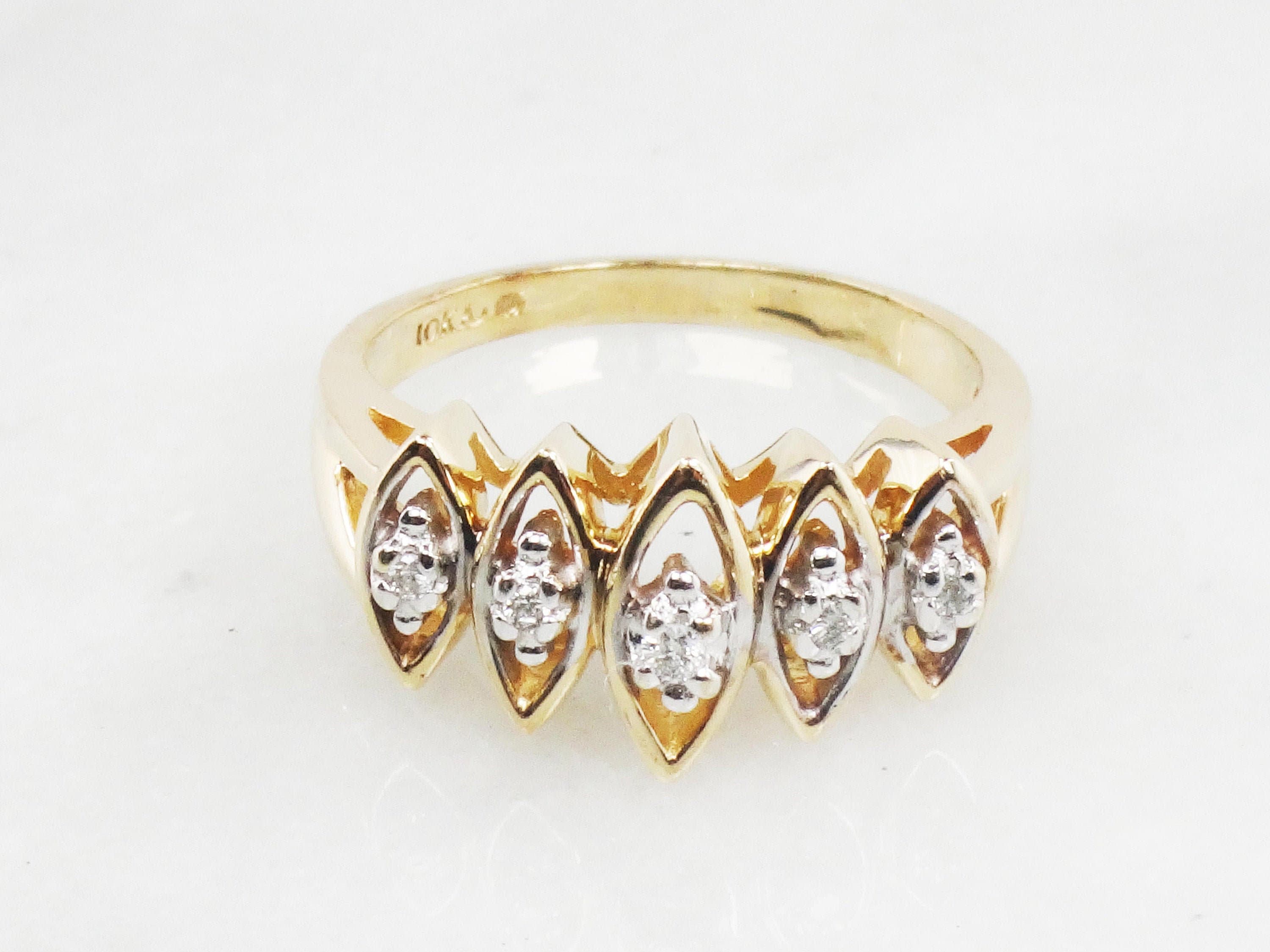 Vintage Diamond Ring 10k Yellow Gold Diamond Ring Diamond | Etsy
