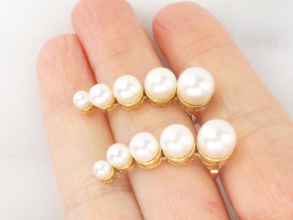 Vintage 14k Gold Pearl Earrings Yellow Gold Japan… - image 3