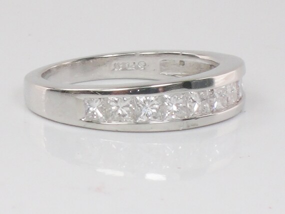 Vintage Platinum Princess Cut Natural Diamond Wed… - image 4