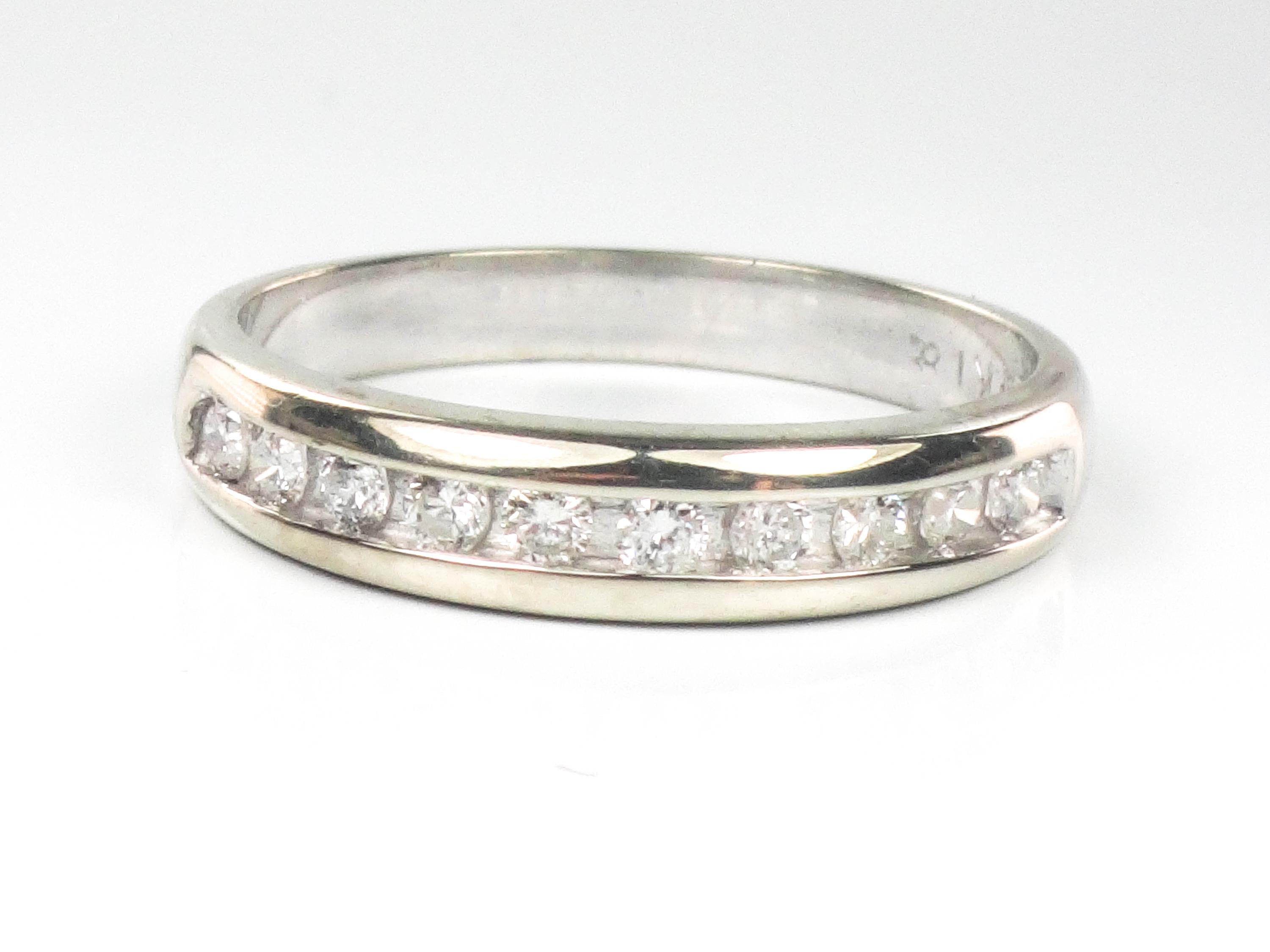 Vintage 14k White Gold Diamond Wedding Band - Channel Set Ring, Size 7 ...