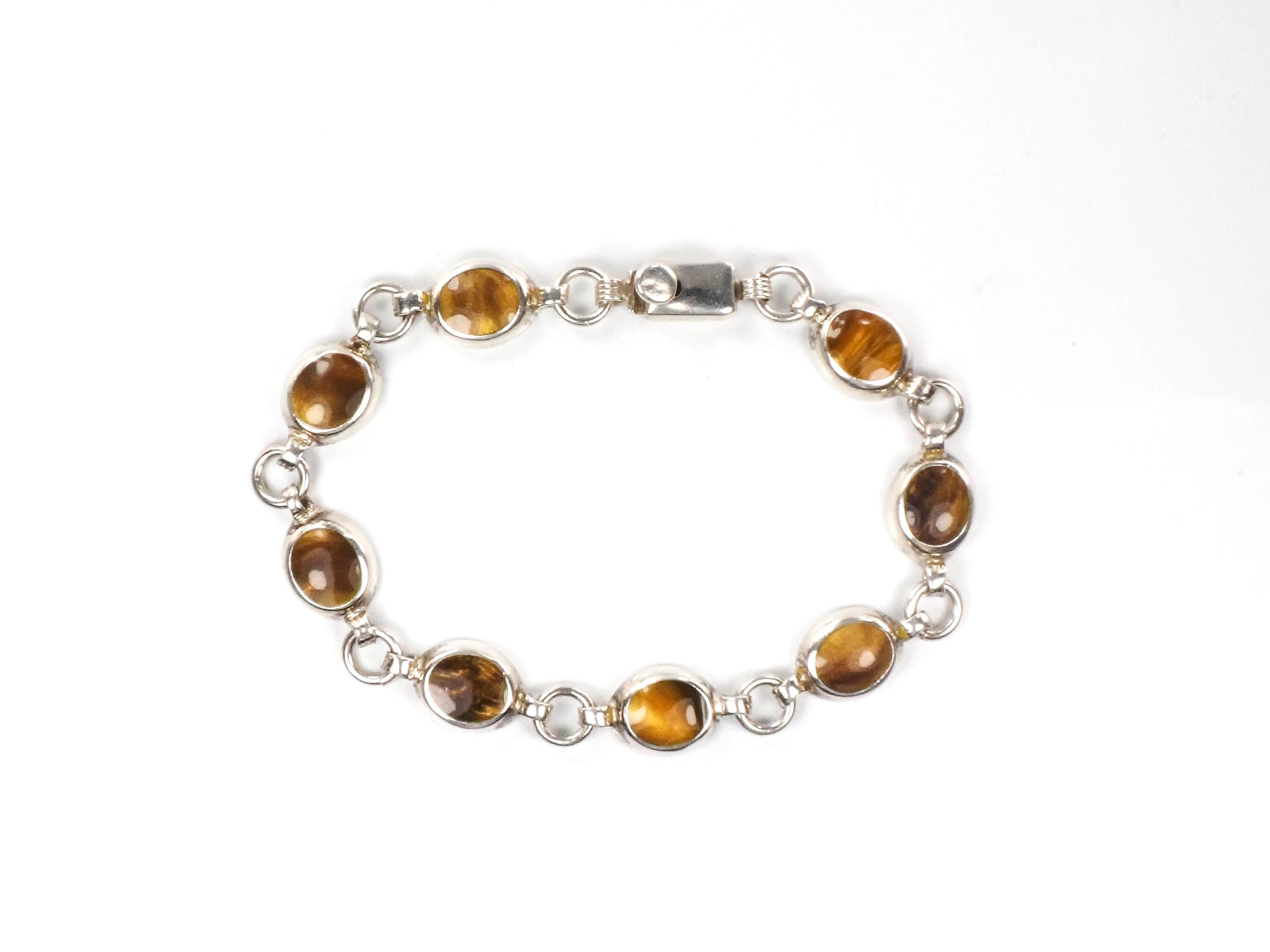 新品入荷 Silver Sterling Vintage Tiger 925 Mexico Bracelet, Eye アクセサリー