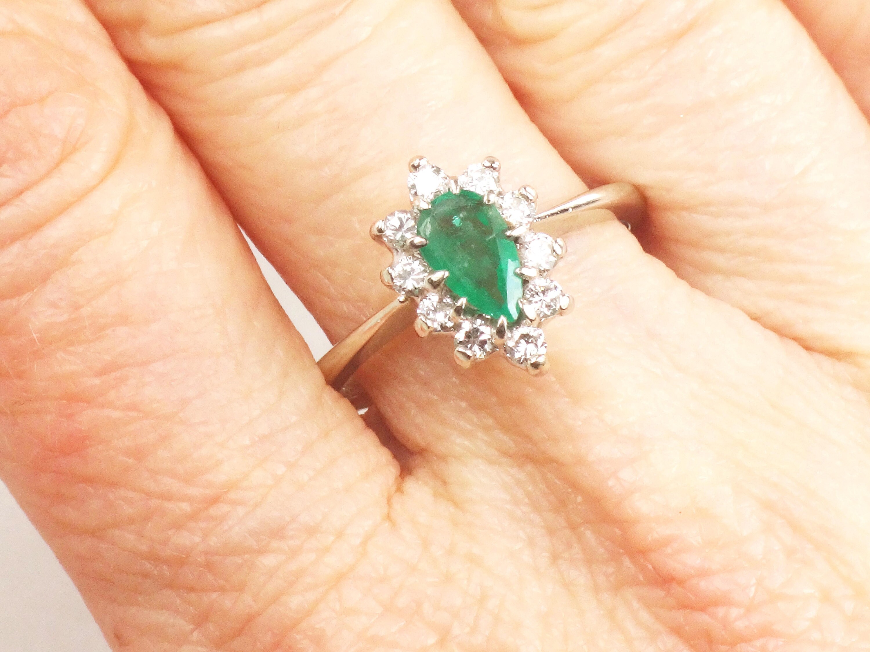 Vintage 14k Emerald Ring Diamond Ring 
