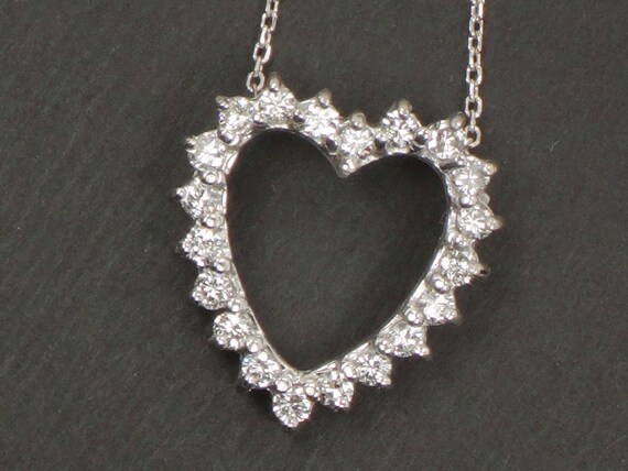 Vintage 14k Diamond Heart Necklace 