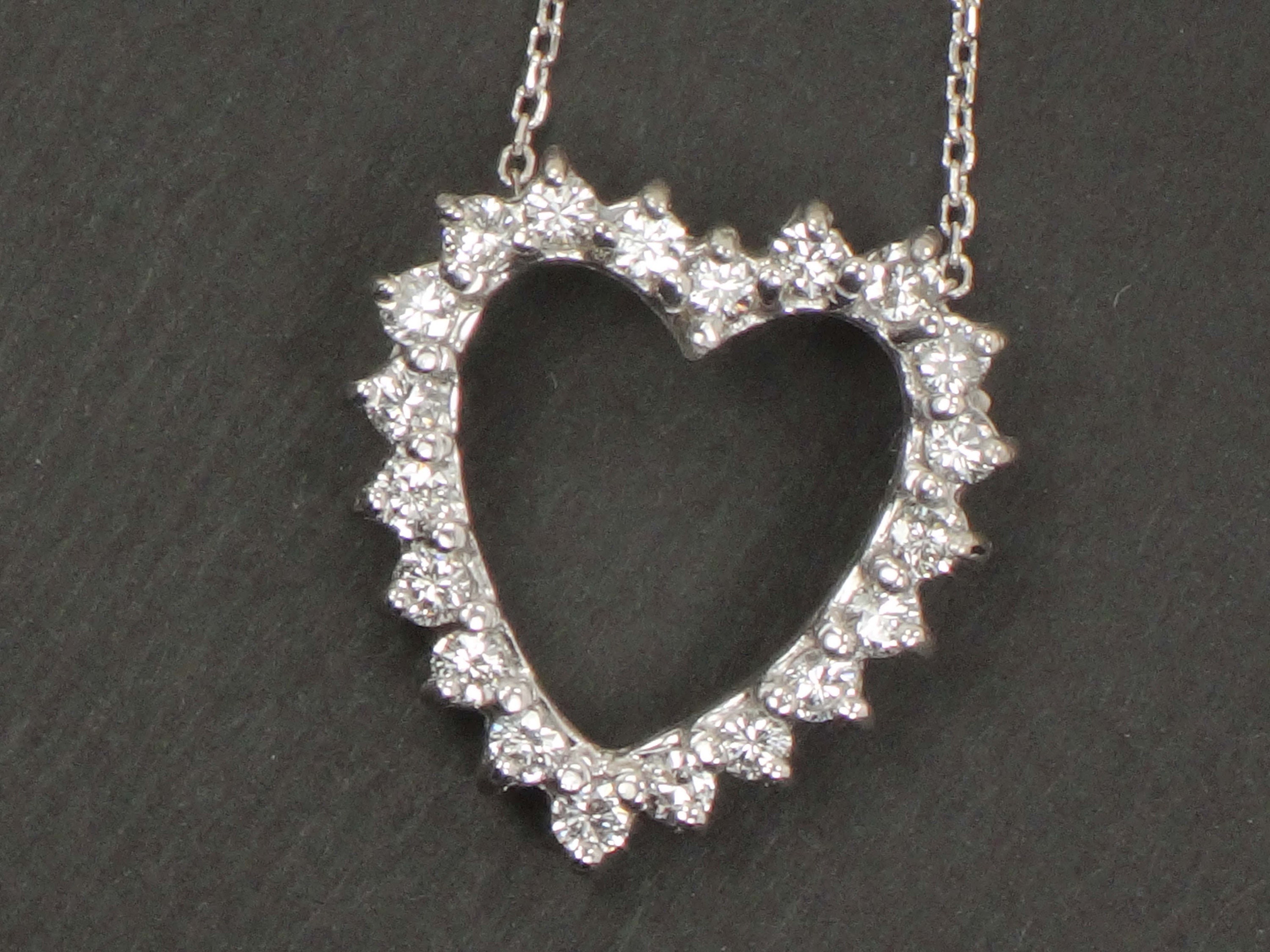 Vintage 14k Diamond Heart Necklace 