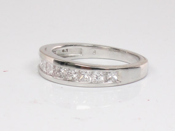 Vintage Platinum Princess Cut Natural Diamond Wed… - image 5