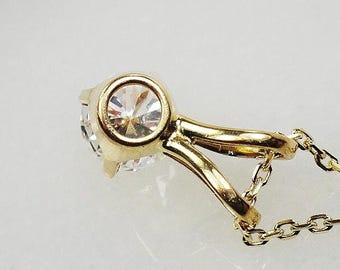 Pendentif mère et enfant en or jaune 14 carats avec pierres de zircone