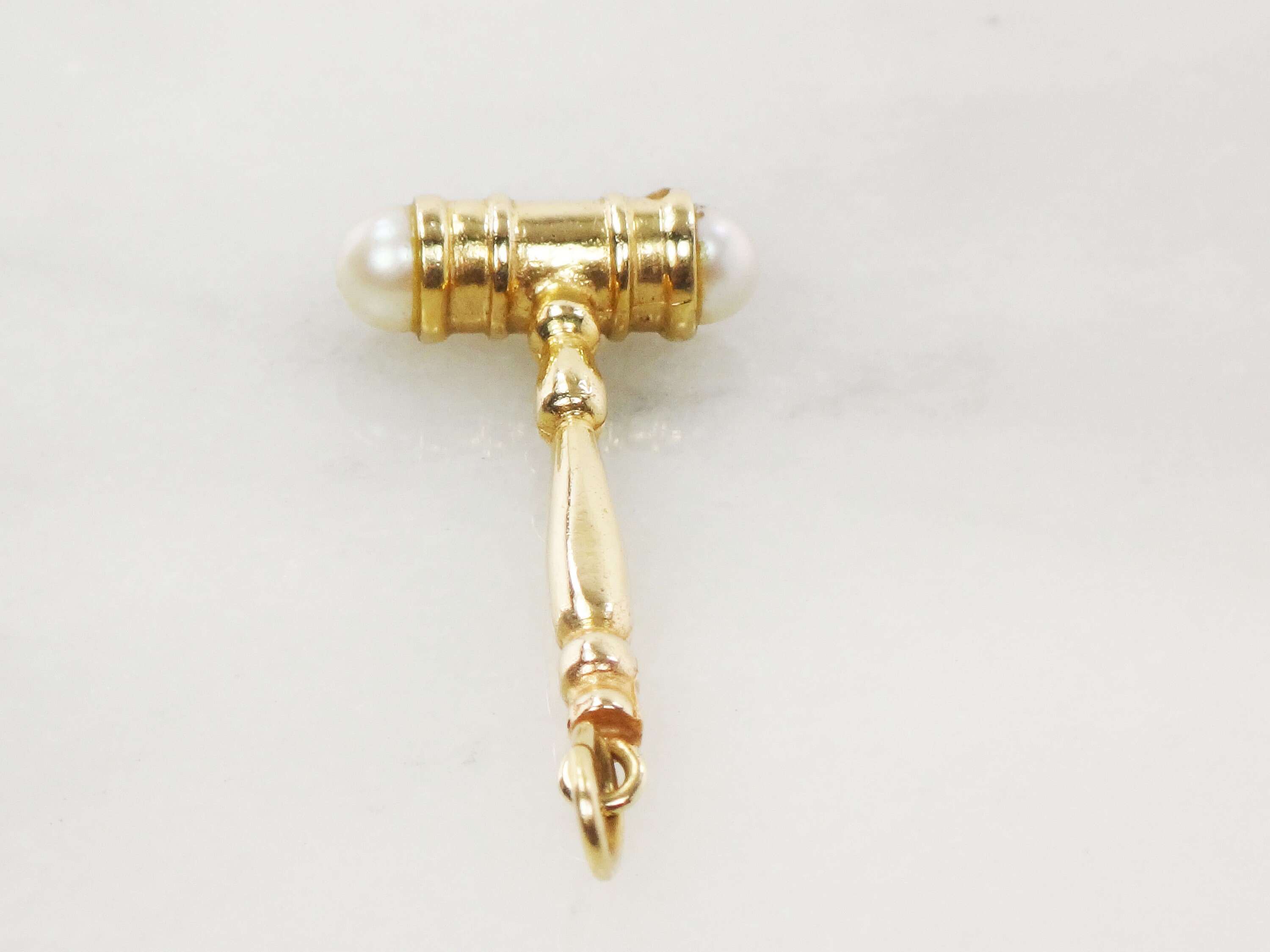 Vintage 14k Gold Gavel Charm with Pearls Yellow Gold Gavel Etsy