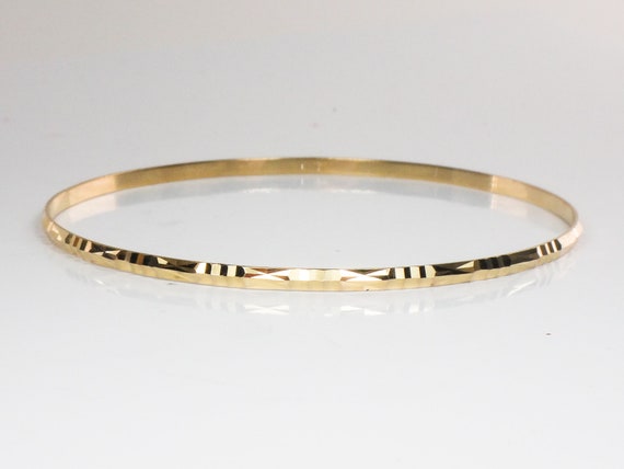 Vintage 18k Gold Bangle Bracelet Small Slip On Ba… - image 6