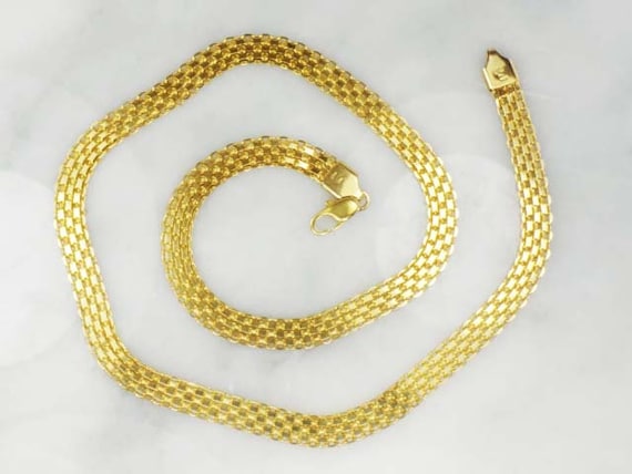 Vintage Solid 14k Yellow Gold Wide Bismarck Chain… - image 4