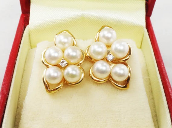 Vintage Large 14k Yellow Gold Cultured Pearl and … - image 3