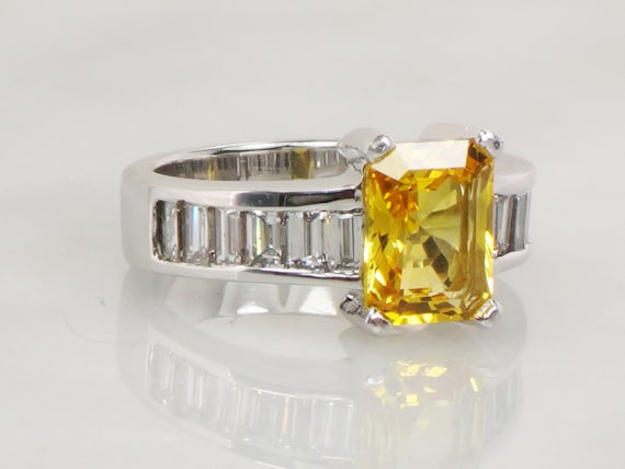 Vintage GIA Certified Natural Yellow Sapphire Rin… - image 3