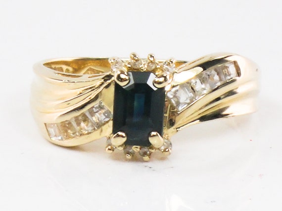 Vintage 14k Yellow Gold Natural Blue Sapphire and… - image 1