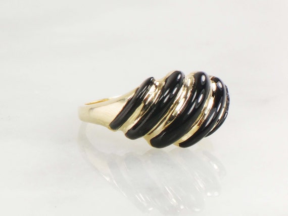Vintage KBN Kabana 14k Onyx Ring Fluted Black Ony… - image 3