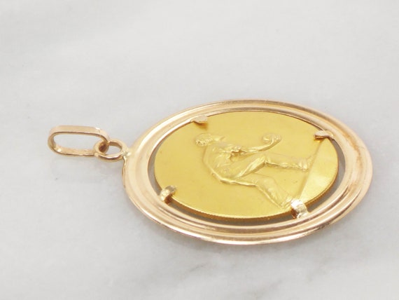 Vintage 18k Gold Bocce Charm Solid Gold Bocce Pla… - image 4