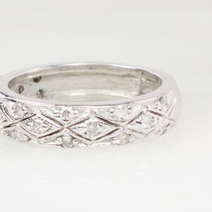 Vintage 14k White Gold Natural Diamond Wedding Band, Approx .35 CT TDW Size 6.25 image 4