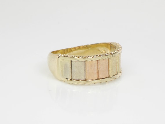 Vintage 14k Tri-Color Gold Band Ring - Italian Ro… - image 3