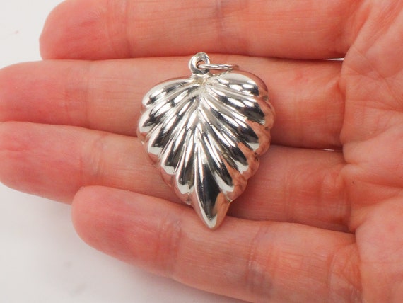 Vintage Sterling Silver Puffed Ribbed Heart Penda… - image 7