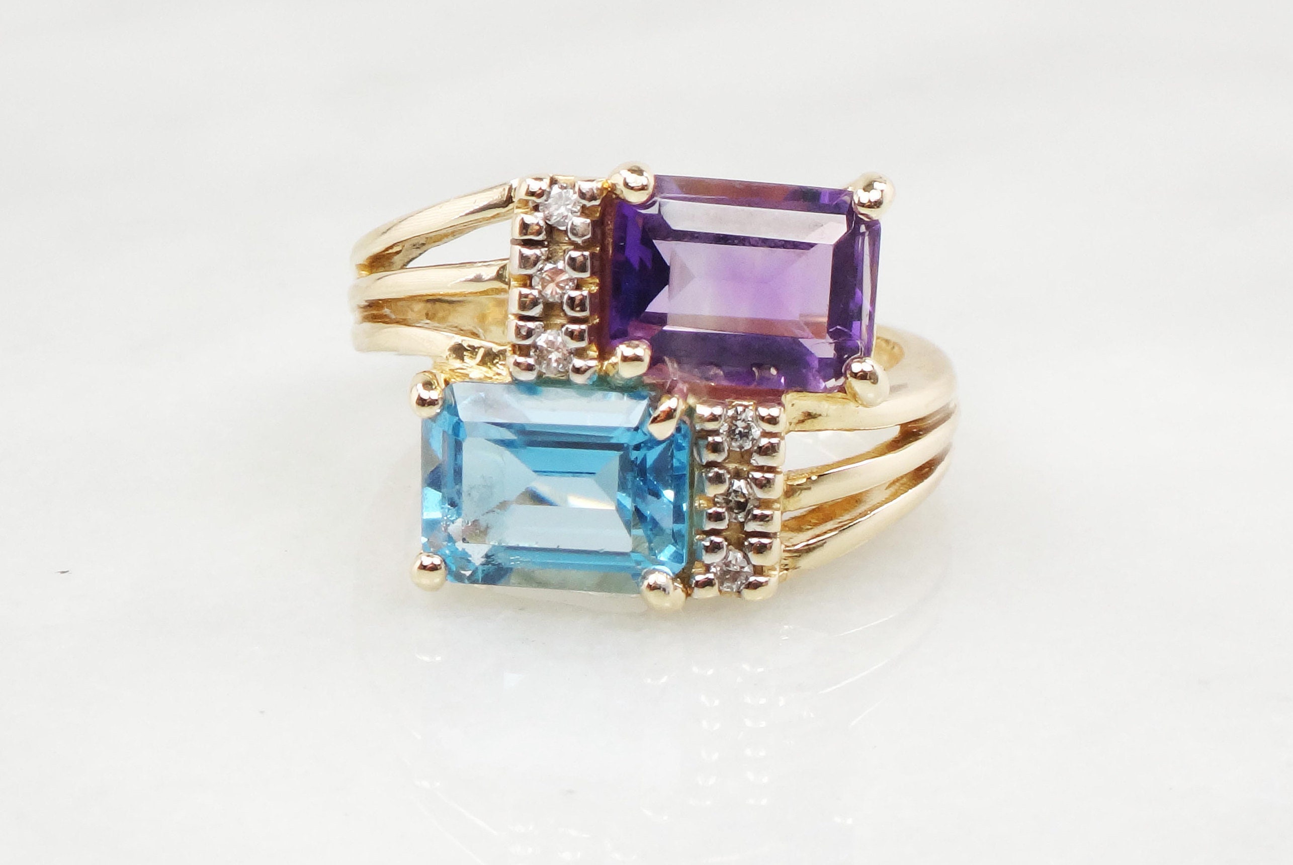 Amethyst and yellow topaz ring deals