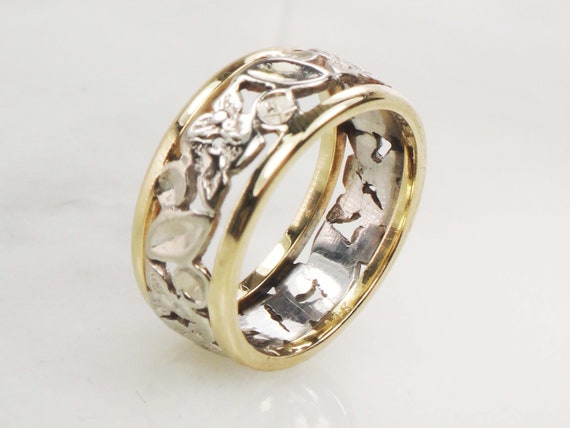 Vintage 14k Gold Wedding Band Two Tone Gold Weddin