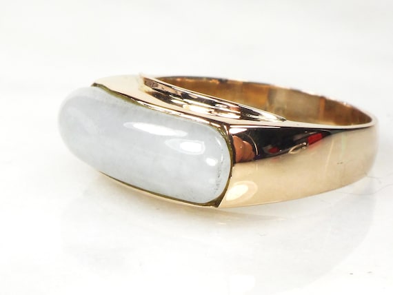 Vintage 14k Jade Ring 14k Gold Jade Saddle Ring Vi
