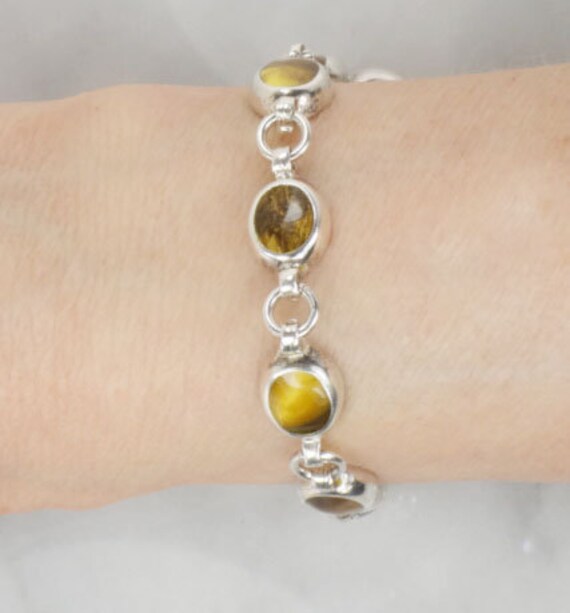 Sterling silver tiger eye bracelet deals
