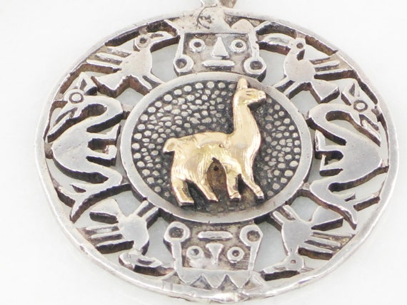 Vintage 18k Gold and Sterling Key Chain Peru Key R