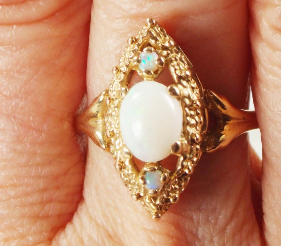 Vintage Opal Ring Australian Opal Ring 14k Yellow… - image 9