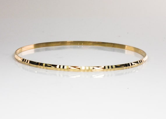 Vintage 18k Gold Bangle Bracelet Small Slip On Ba… - image 5