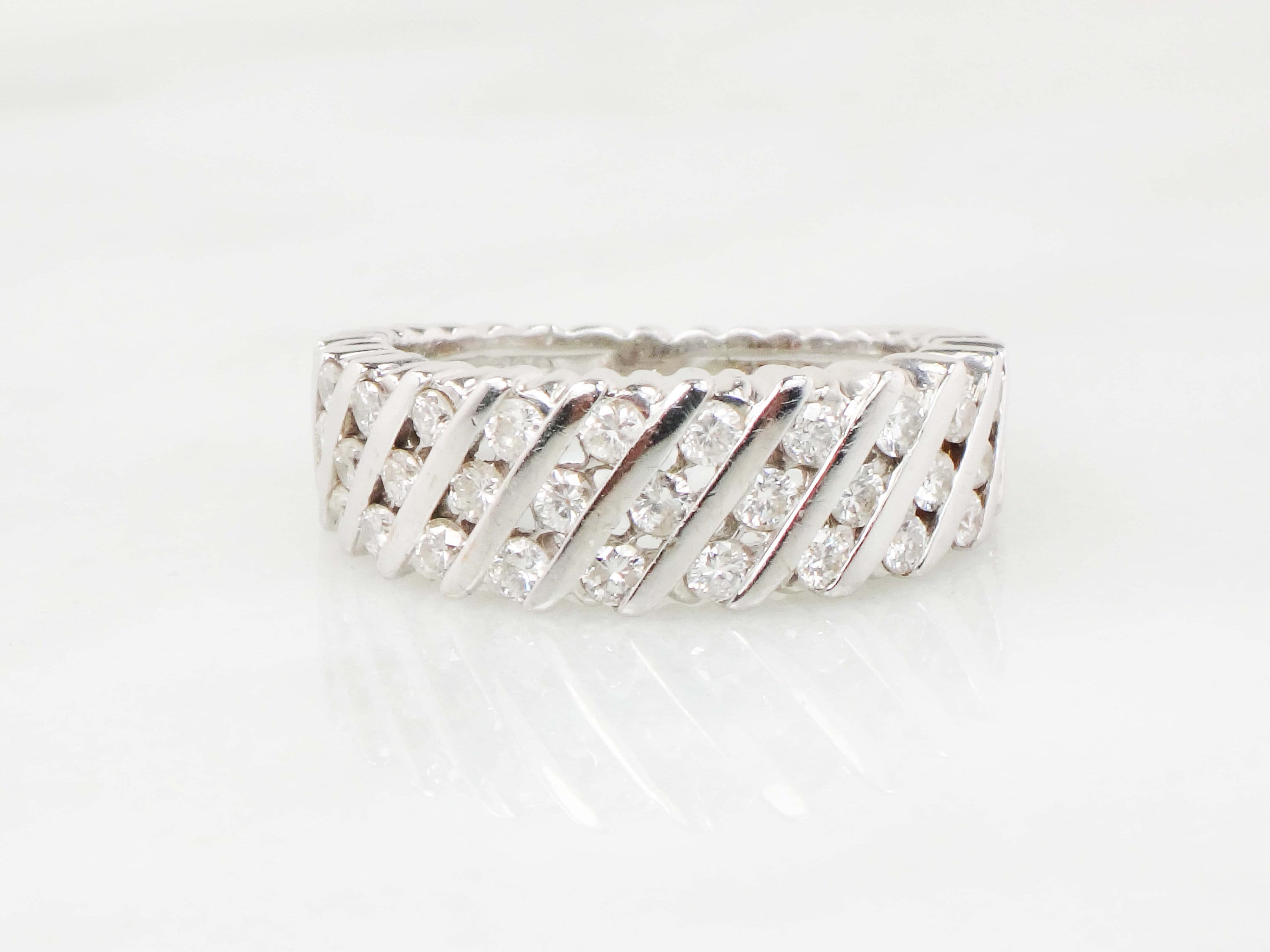 Vintage Diamond Wedding Band Channel Set Diamond Wedding Ring Etsy