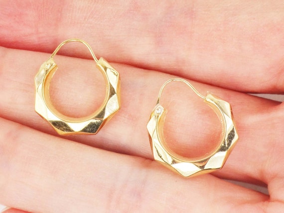 Vintage 14k Gold Hoop Earrings Yellow Gold Small H