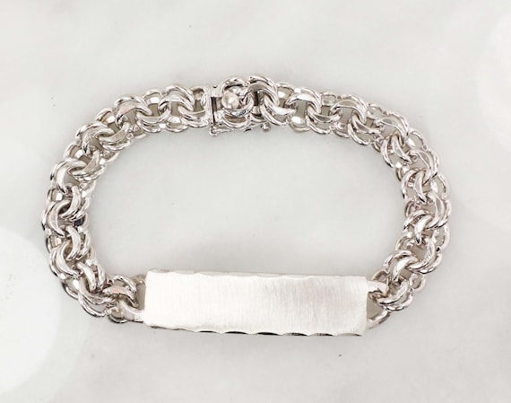 Vintage Sterling Silver ID Bracelet Monogram Name Bracelet 8 Vintage Sterling Silver ID Bracelet Monogram Name Bracelet 8