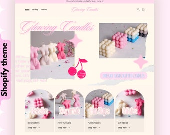Candle Shopify Theme, Small Business AESTHETIC Templates, Candle Website Design, Minimal Website Template, Aesthetic Shopify, Cute theme