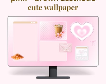 Pink & Brown Aesthetic Wallpaper for Mac and Desktop • Cute Wallpaper • Soft Girl • Polka Dot Aesthetic • Neapolitan • Pinterest