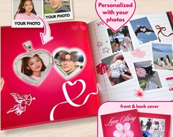 Personalized Couple Photobook | Custom Photo Album Gift for Her, Anniversary Gift Him Her, Memory Book, Sentimental Scrapbook