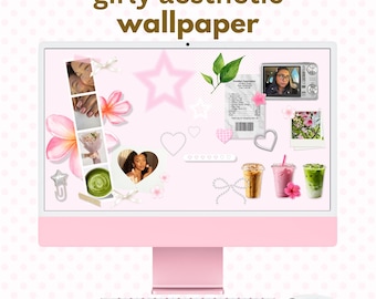 Pink Girly Collage Wallpaper for Mac and Desktop • Editable Template • Aesthetic Wallpaper • Soft Girl • Pinterest • Cute Wallpaper