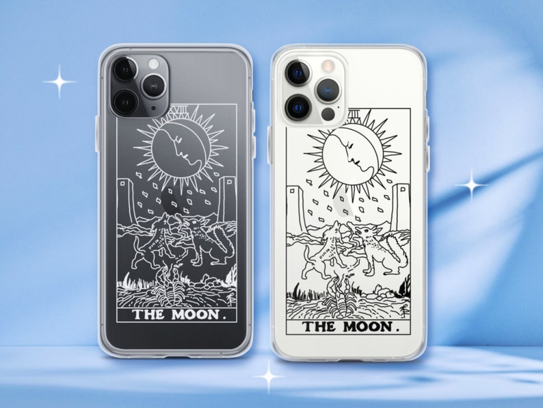 The Moon Tarot Card Clear Phone Case For iPhone 13 12 Mini 11 Pro Max XR XS SE 7 8 Plus Galaxy S21 S10e Aesthetic Trippy Celestial 