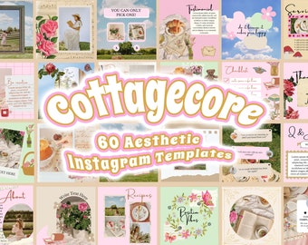 Cottagecore Instagram Templates, Cottagecore Aesthetic 60 Instagram Templates, Fall Aesthetic,Summer Aesthetic,Cottage Core Canva Templates,