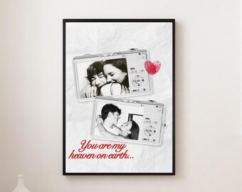 Custom Couple Photo Collage Print, Personalized Anniversary Gift for Him, Gift for Boyfriend, Scrapbook Wall Art, DIY Canva Template