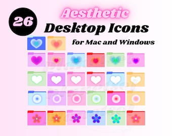 Aesthetic Folder Desktop Icons | 26 Folder Icon Color Pack |Windows and Mac OS Systems | Instant Download | For Laptop or Desktop