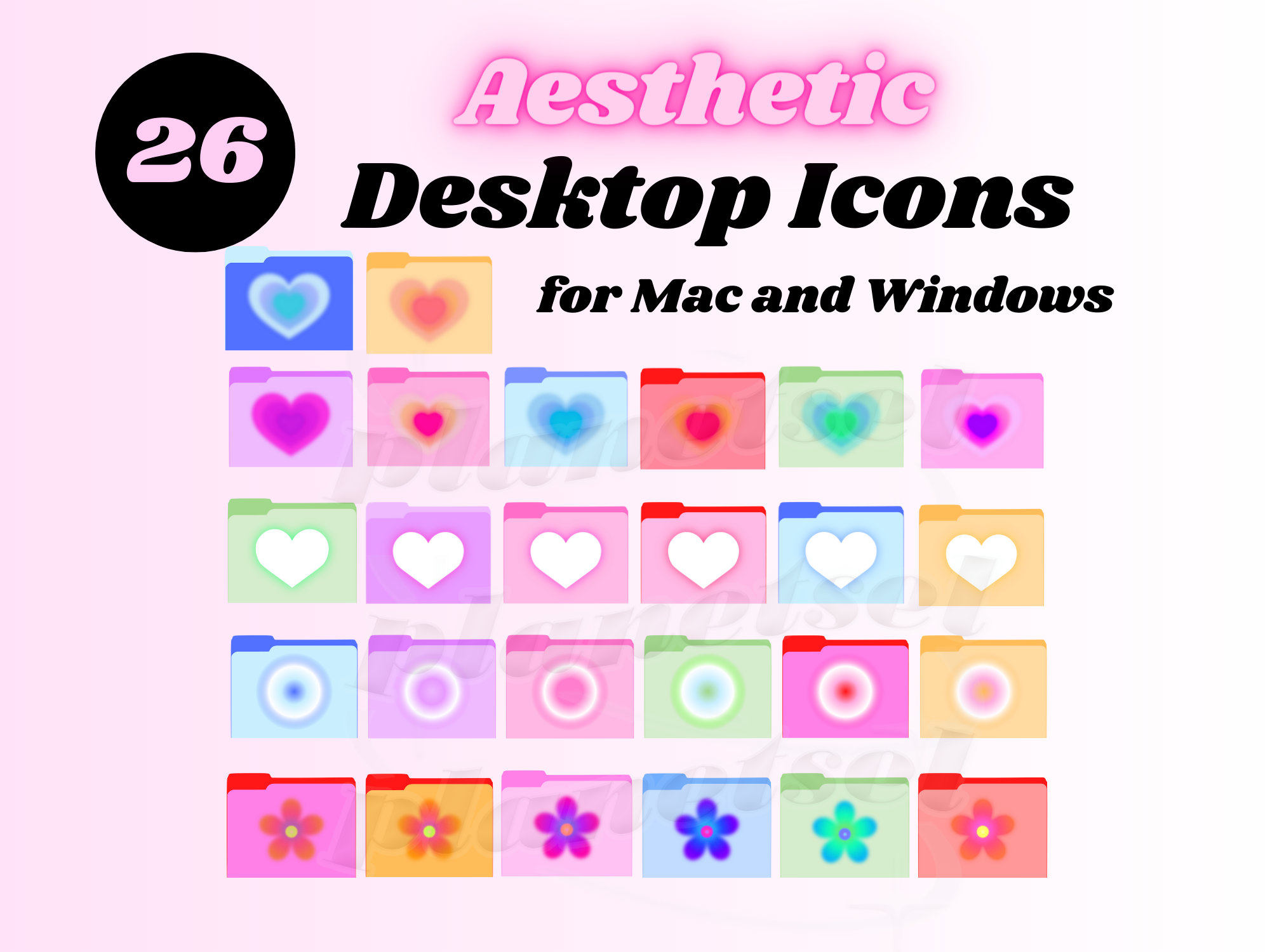 Aesthetic Folder Desktop Icons | 26 Folder Icon Color Pack |Windows and Mac OS Systems | Instant Download | For Laptop or Desktop