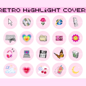 90s Retro Instagram Highlight Covers | 90s Computer Aesthetic Instagram Highlight Icon, Pixel | Story IG | Microsoft Windows 98, vaporwave