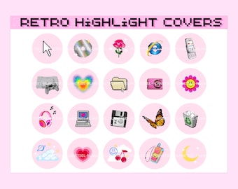 90s Retro Instagram Highlight Covers | 90s Computer Aesthetic Instagram Highlight Icon, Pixel | Story IG | Microsoft Windows 98, vaporwave