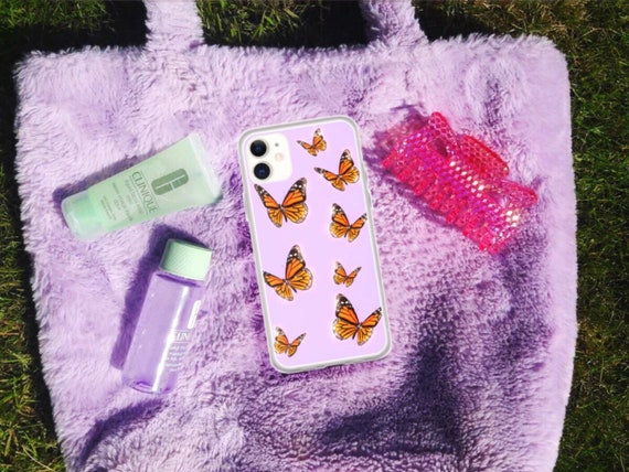 Butterfly Purple Iphone 12 Case Iphone 11 Case Aesthetic Etsy