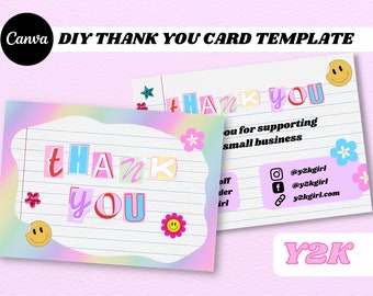 Editable Y2K THANK YOU Card, Y2K Canva Template, DIY thank you card, y2k Aesthetic, 2000s, Retro, Groovy