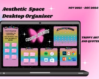 Aesthetic Galaxy Wallpaper | 2022 Calendar | Desktop Organizer | Aesthetic Background, Celestial Planner