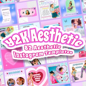 Y2K Instagram Templates, Y2K AESTHETIC 82 Instagram Templates, Y2K Fashion, 2000s aesthetic, Retro Canva Templates, Story Templates,